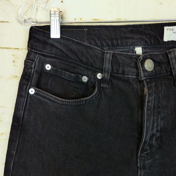 Rag & Bone Peyton Jeans Womens 26 Black Mid Rise Ankle Boot Cut Raw Hem Grunge - Picture 4 of 10